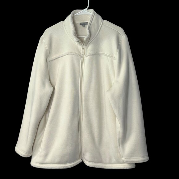 Talbots Jackets & Blazers - T by Talbots Women's 3X Creamy Fleece Jacket Full Zip Mock Neck Cozy Comfy